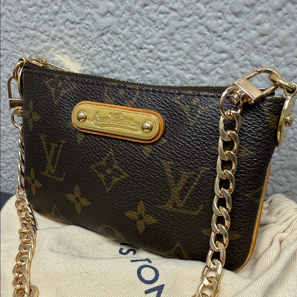 Louis Vuitton Monogram Pouch with Gold Chain